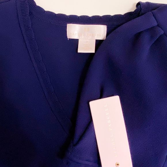 RACHEL PARCELL Navy Puffy Scallop Sweater Dress S - Picture 8 of 12
